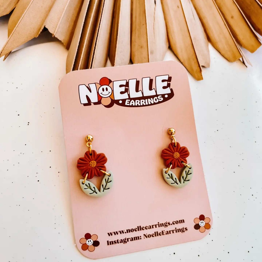 Terracotta Mini Bloom Dangle Earrings HANDMADE